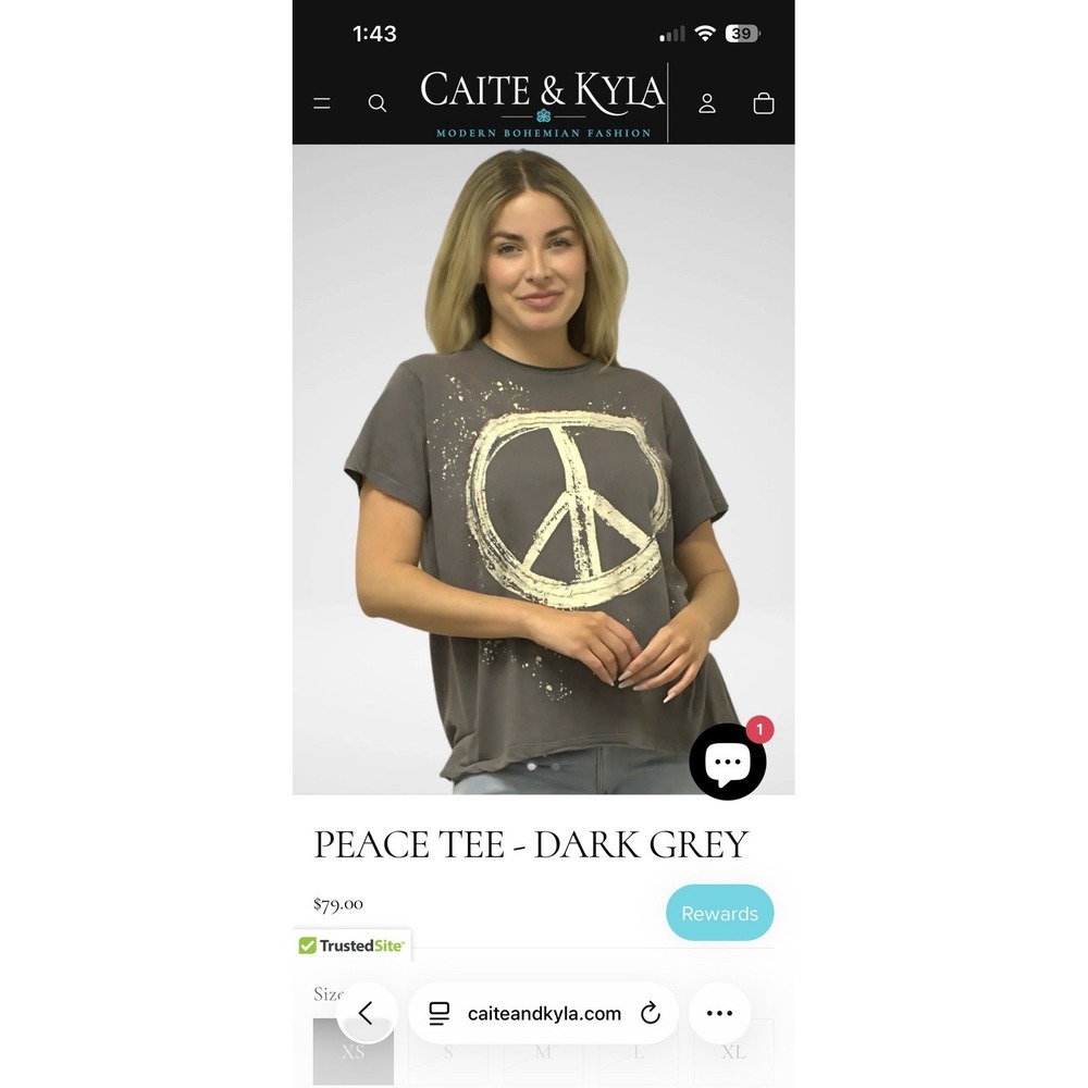 Kyla Seo Comfort Peace Tee Dark Grey Screenprinted Raw Hem Handmade XL - Picture 7 of 8